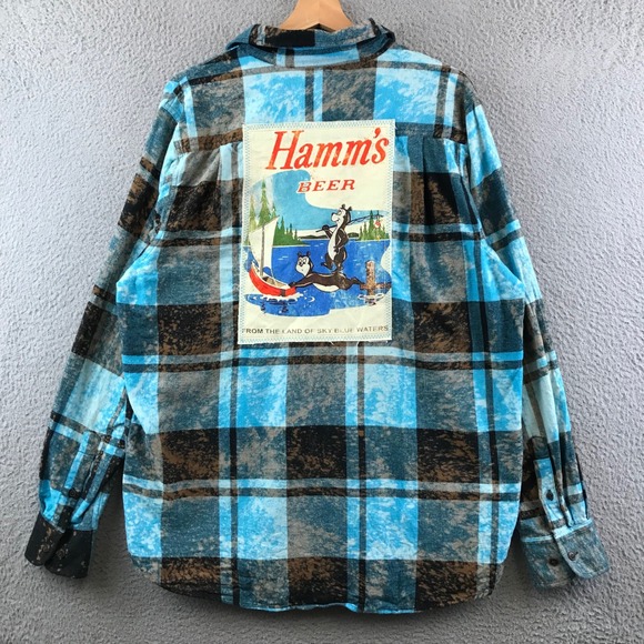 Angry Minnow Flannel Co. Hamm's Beer Plaid Button Up Shirt Men's - Picture 1 of 10